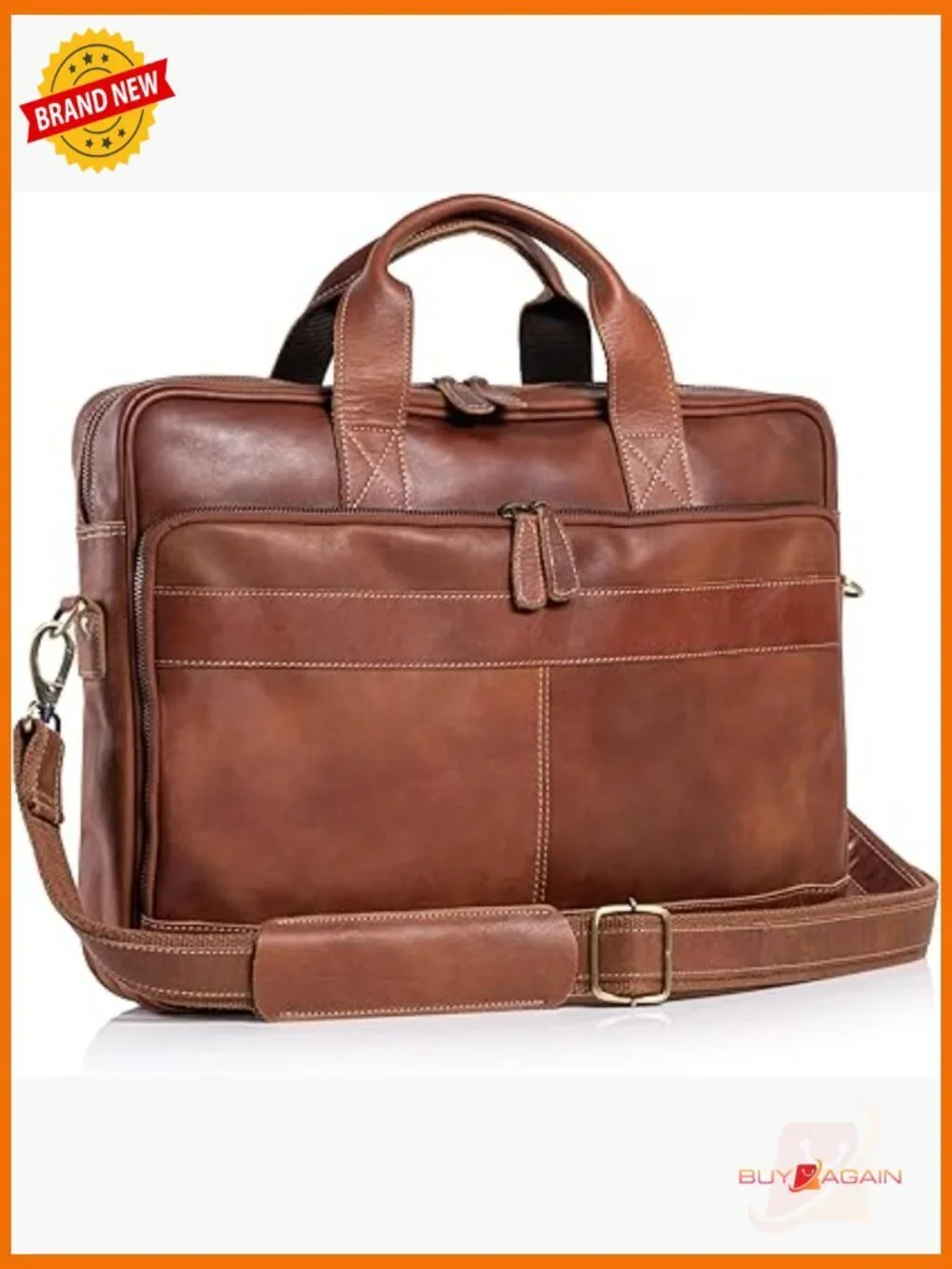 16 inch Leather Laptop Messenger Bag for Men Office Satchel